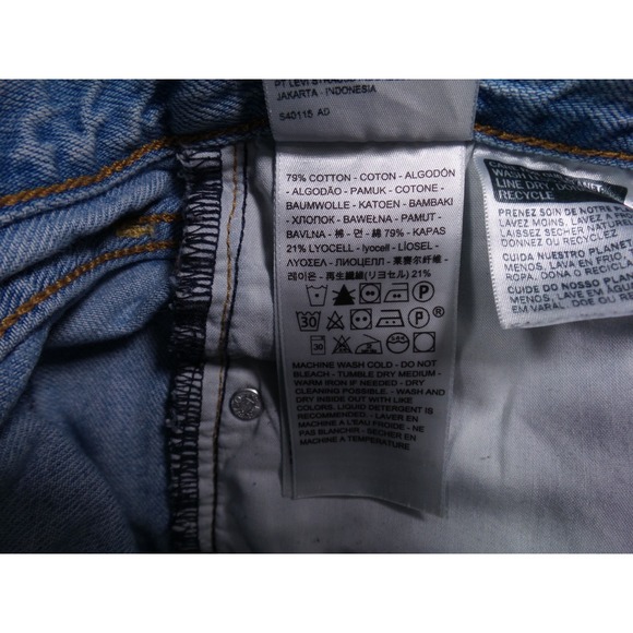 Levis Premium Womens Jeans Size 25 Blue Denim Loose Taper Crop Stretch High Rise - Picture 14 of 16